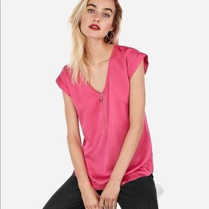 Express Tops - Zip front satin tee Express Tops - Zip front satin tee